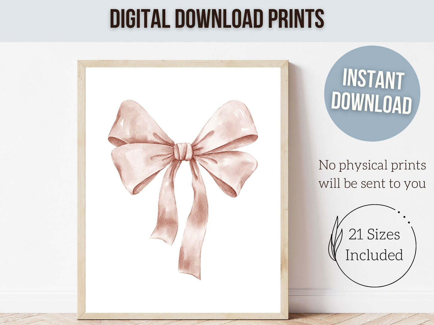 Pink Bow Print, Teen Room Decor, Preppy Balletcore Wall Art Poster, Coquette Room Decor, Newborn Baby Girls Pink Nursery Gift Digital Prints