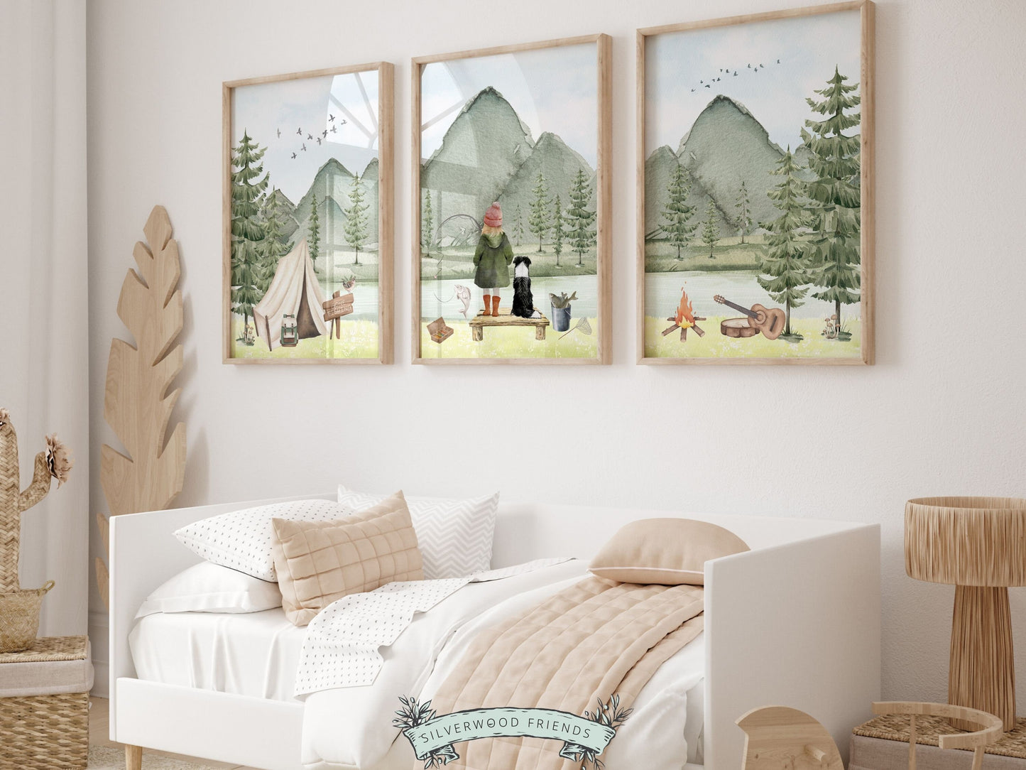 Fishing Nursery Wall Art, Girls Fishing Nursery Decor, Woodland Camping Nursery Decor,Gone Fishing Print,Girls Camping Nursery Digital Print