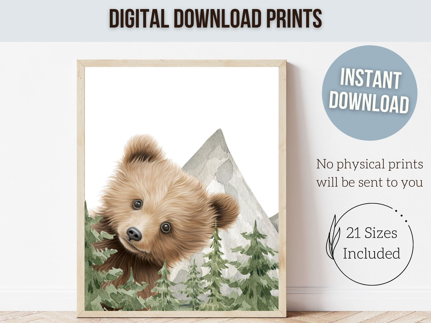 Peeking Bear Nursery Print, Peekaboo Bear Nursery Decor, Woodland Nursery Decor, Baby Bear Nursery Wall Art, Woodland Nursery Digital Prints