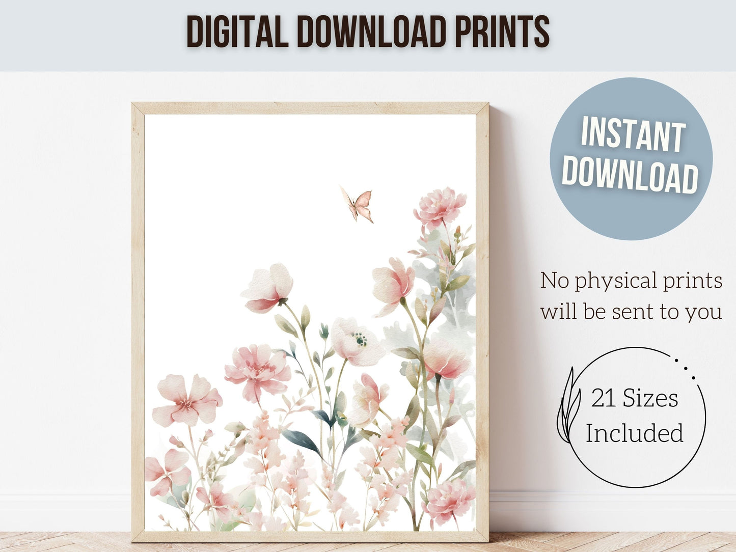 Wildflower Nursery Prints, Boho Floral Nursery Wall Art, Baby Girl Nursery Prints, Baby Girl Wildflower Nursery Decor, Floral Digital Print