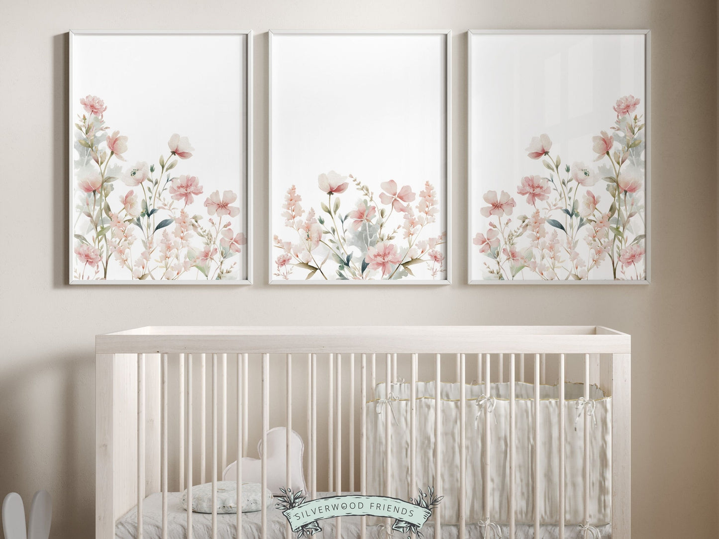 Our gorgeous Wildflower Nursery Prints with watercolor wildflower meadow flowers is perfect for your wildflower nursery decor or boho nursery and also makes an adorable baby shower gift.