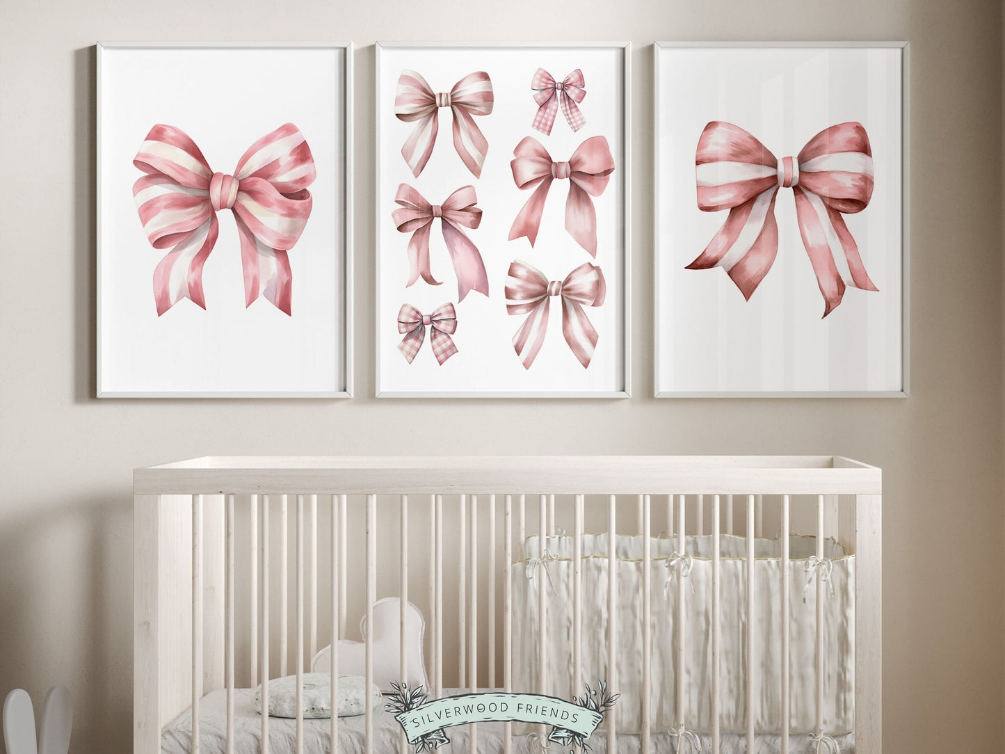 Pink Bow Print, Teen Room Decor, Preppy Wall Art Poster, Balletcore Wall Art, Coquette Room Decor, Baby Girls Pink Bow Nursery Digital Print