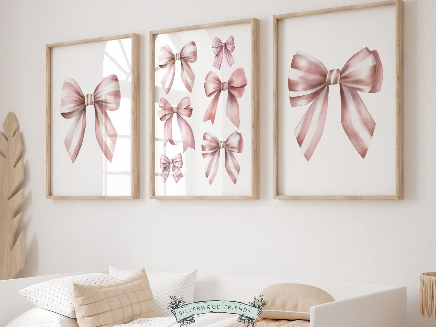 Set of 3 Pink Bow Prints, exuding a perfect blend of preppy charm and balletcore elegance. These delightful prints are a versatile addition to any room, whether youre styling a preppy dorm room or enhancing your baby girls nursery decor.