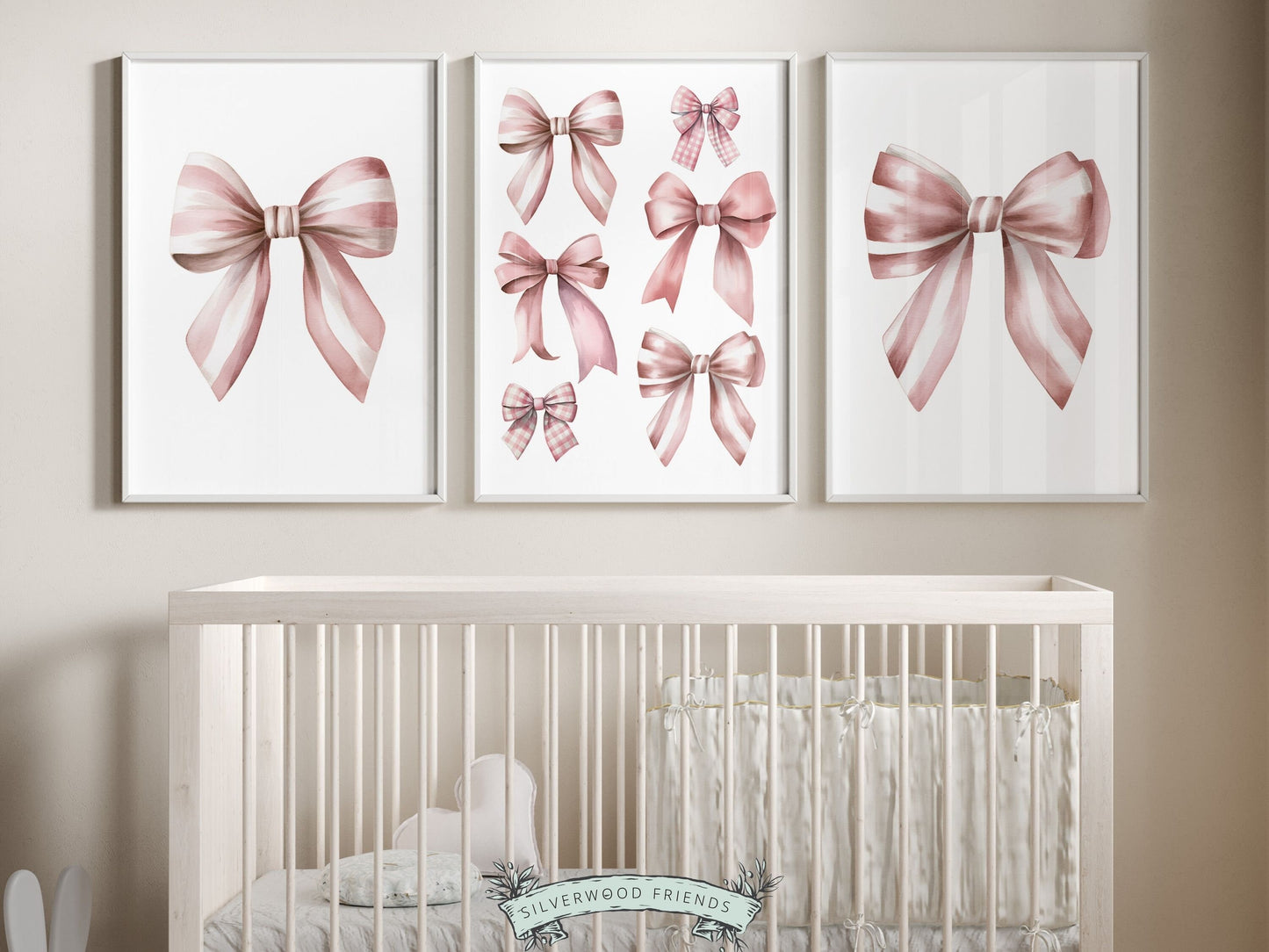 Pink Bow Print, Teen Room Decor, Preppy Wall Art Poster, Balletcore Wall Art, Coquette Room Decor, Baby Girls Pink Bow Nursery Digital Print