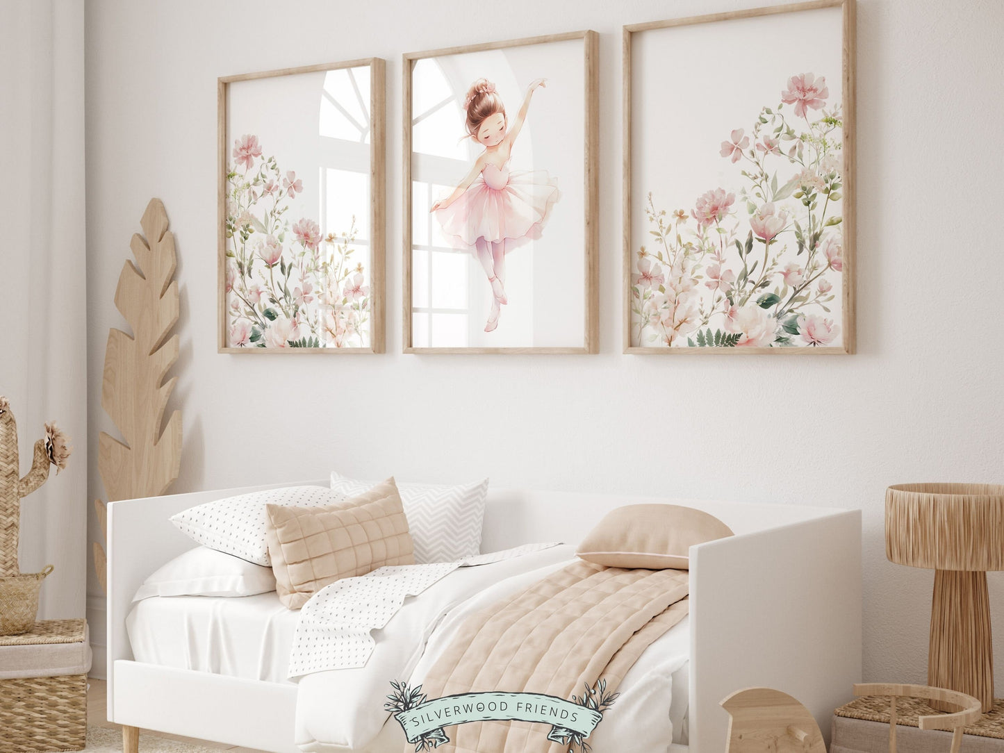 Ballet Nursery Prints, Wildflower Ballerina Nursery Decor, Floral Nursery Wall Art, Balletcore Aesthetic, Baby Girls Nursery Digital Print