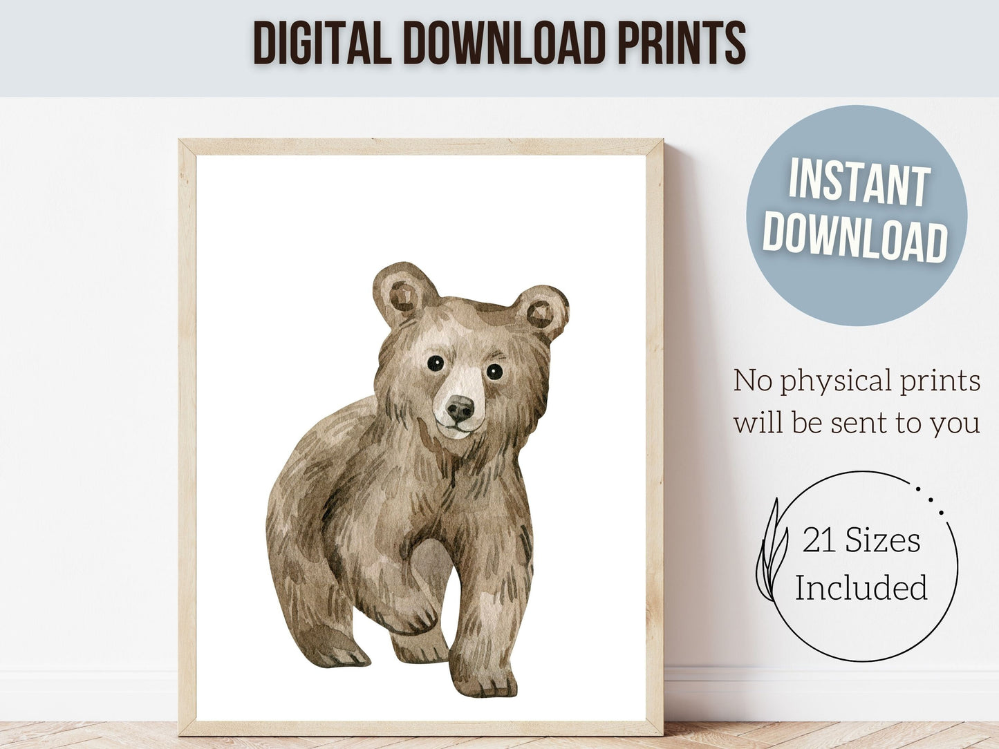 Baby Bear Nursery Print, Mountain Bear Nursery Decor, Forest Bear Nursery Wall Art, Green Woodland Nursery Decor, Newborn Gift Digital Print
