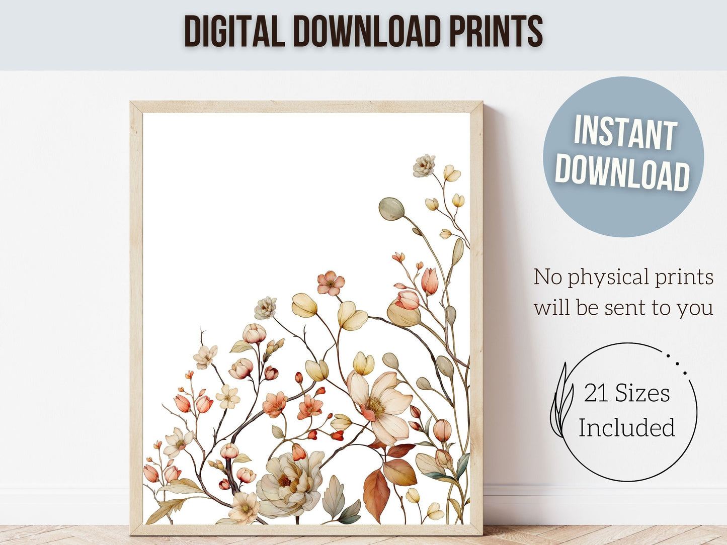 Boho Wildflower Nursery Print, Wildflower Nursery Decor, Wild Flower Nursery Wall Art, Baby Girls Nursery Print, Newborn Gift Digital Print