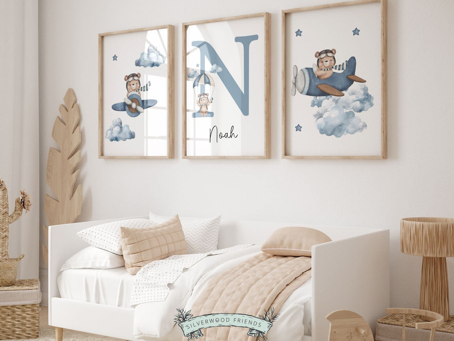 Teddy Bear Nursery Prints, Bear Nursery Decor, Boys Nursery Decor, New Baby Gift, Balloon Nursery Wall Art, Boys Bear Nursery Digital Print