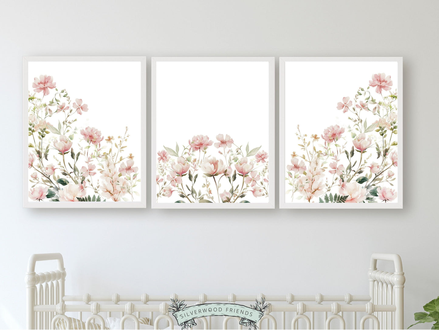Our gorgeous Wildflower Nursery Prints with pink watercolour wildflower meadow flowers is perfect for your wildflower nursery decor or boho nursery and also makes a unique baby girl baby shower gift.
