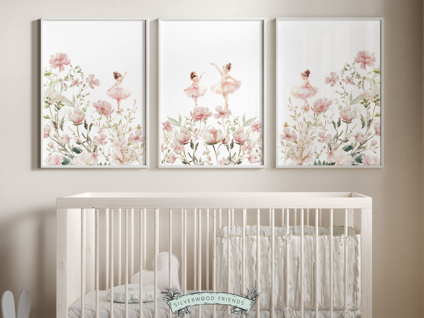 Ballet Nursery Print, Wildflower Ballerina Nursery Decor, Baby Girls Floral Nursery Wall Art,Ballet Dancer Nursery Wild Flower Digital Print