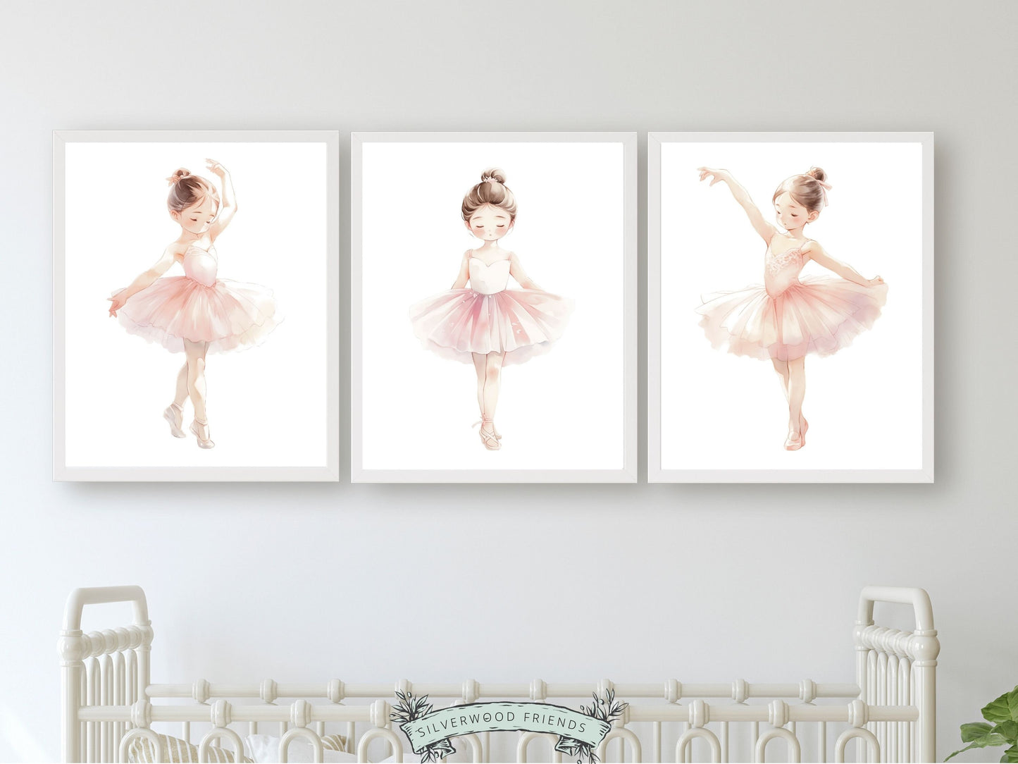 Set of 3 Ballet Prints featuring adorable little ballerinas. These whimsical artworks are an ideal addition to your ballet nursery decor or as an adorable baby girls baby shower gift