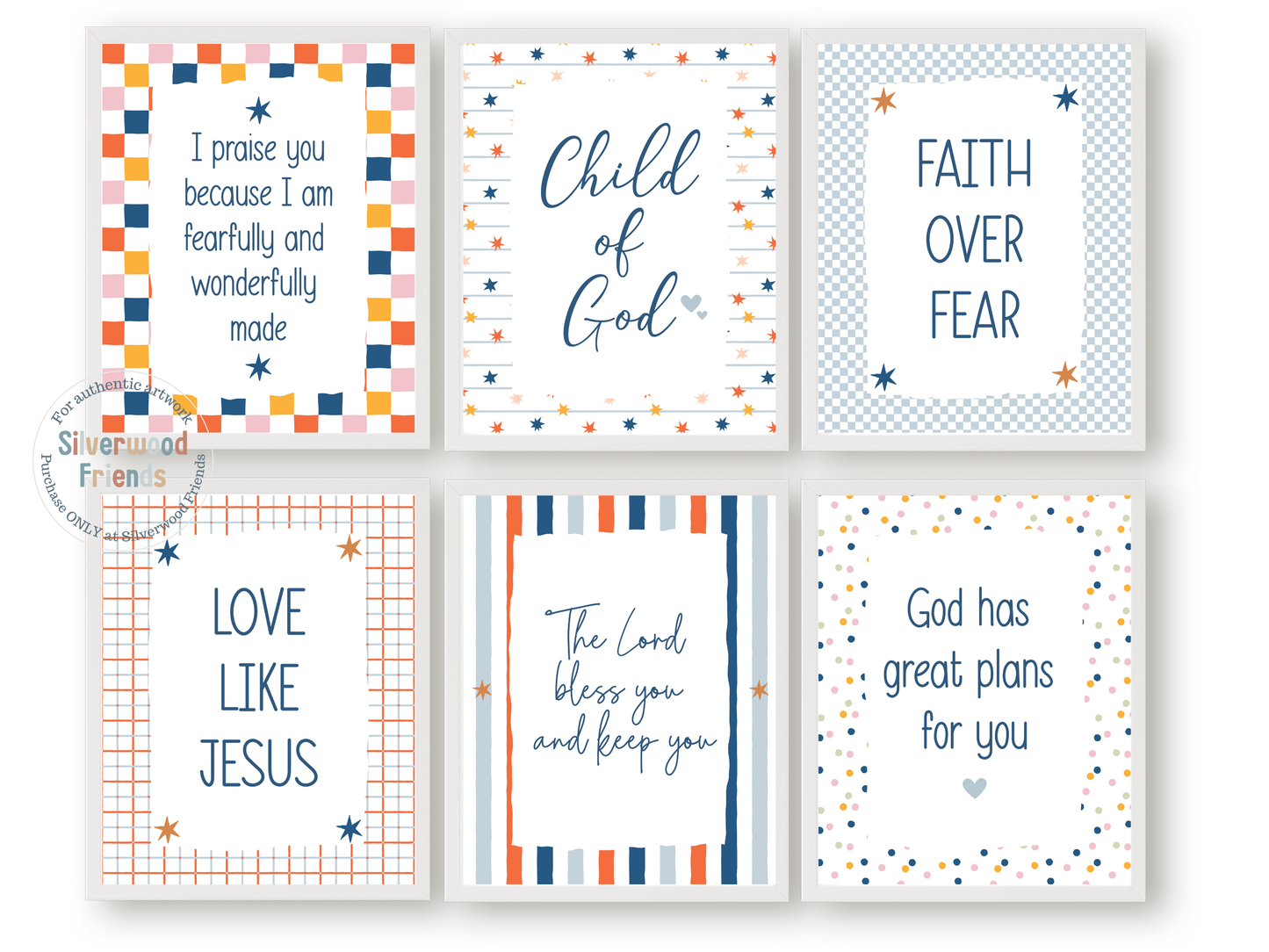 Set of 6 Christian Kids Wall Art Prints - 001