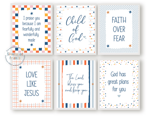 Set of 6 Christian Kids Wall Art Prints - 001