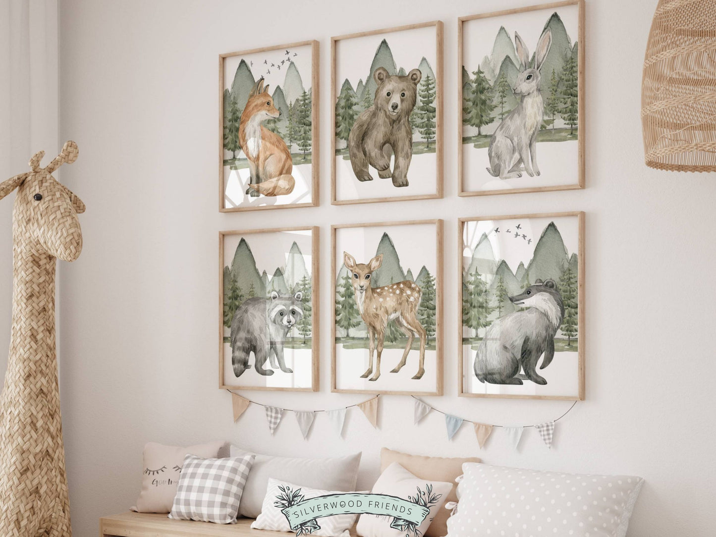 Woodland Baby Animal Nursery Prints