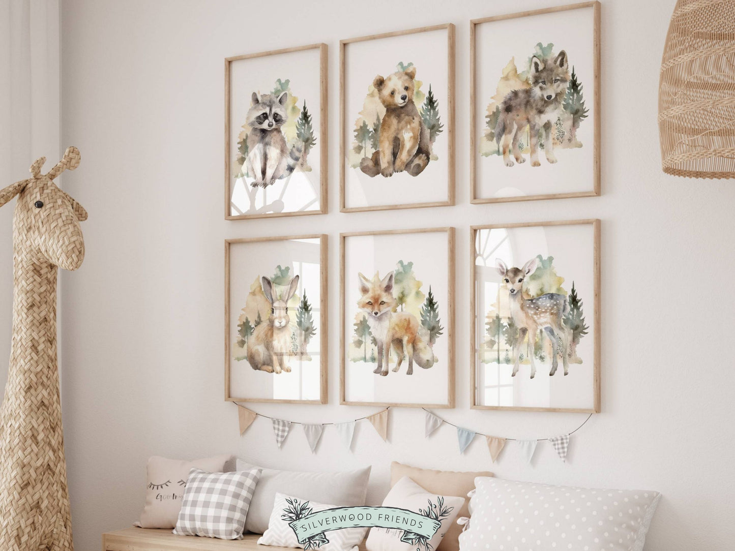 Watercolour Woodland Animal Nursery Prints