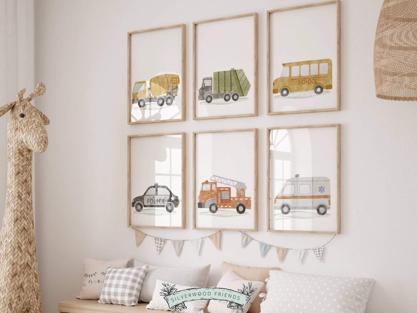 Transport Vehicle Nursery Prints Set of 6