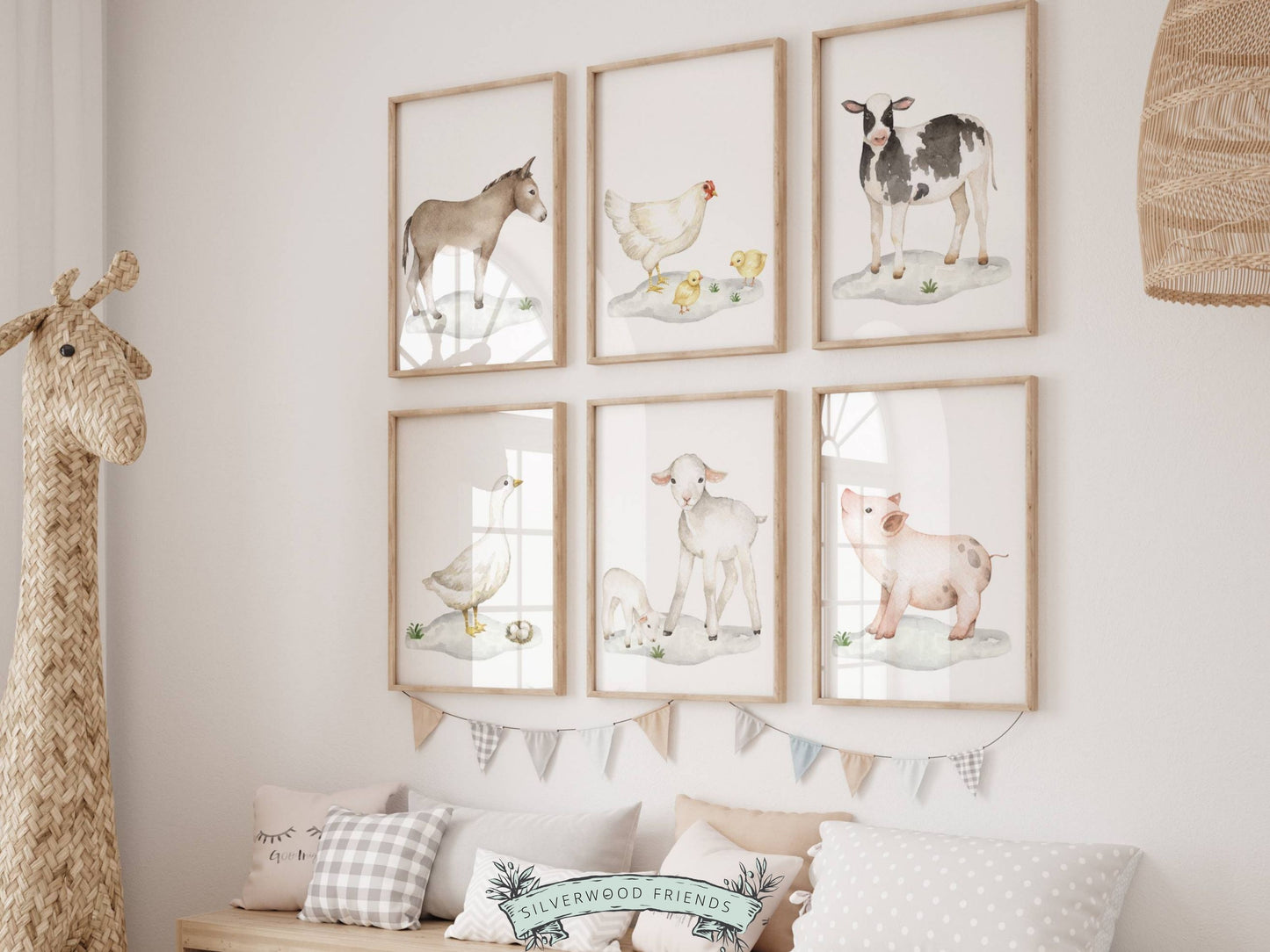 Our Baby Farm Animal Nursery Prints Set of 6 features gorgeous watercolour baby farm animals and is perfect for your farm nursery decor or as a unique farm baby shower gift.