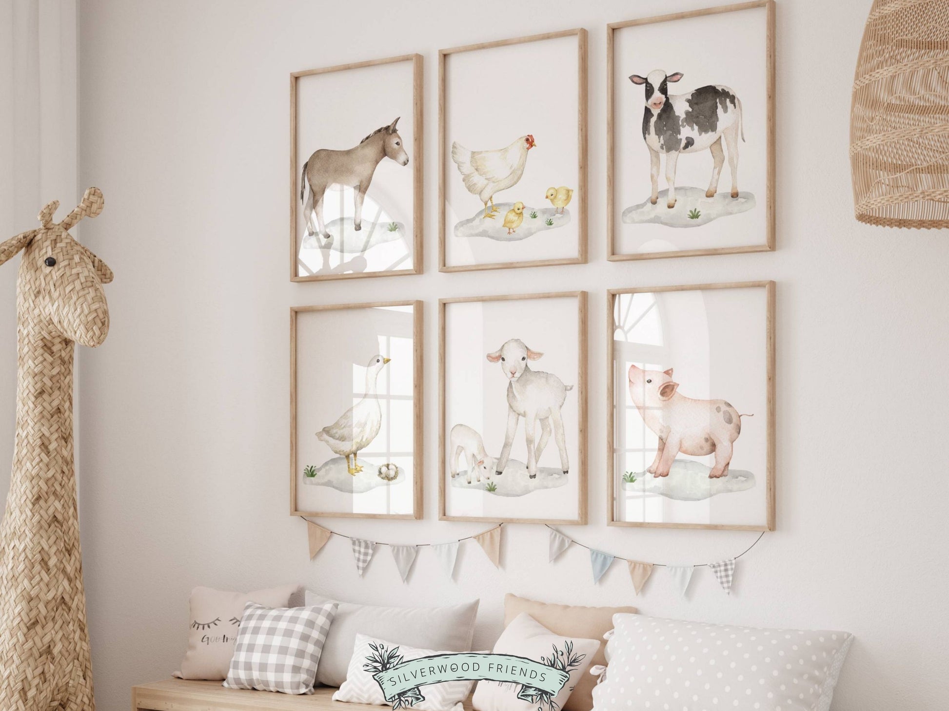 Our Baby Farm Animal Nursery Prints Set of 6 features gorgeous watercolour baby farm animals and is perfect for your farm nursery decor or as a unique farm baby shower gift.