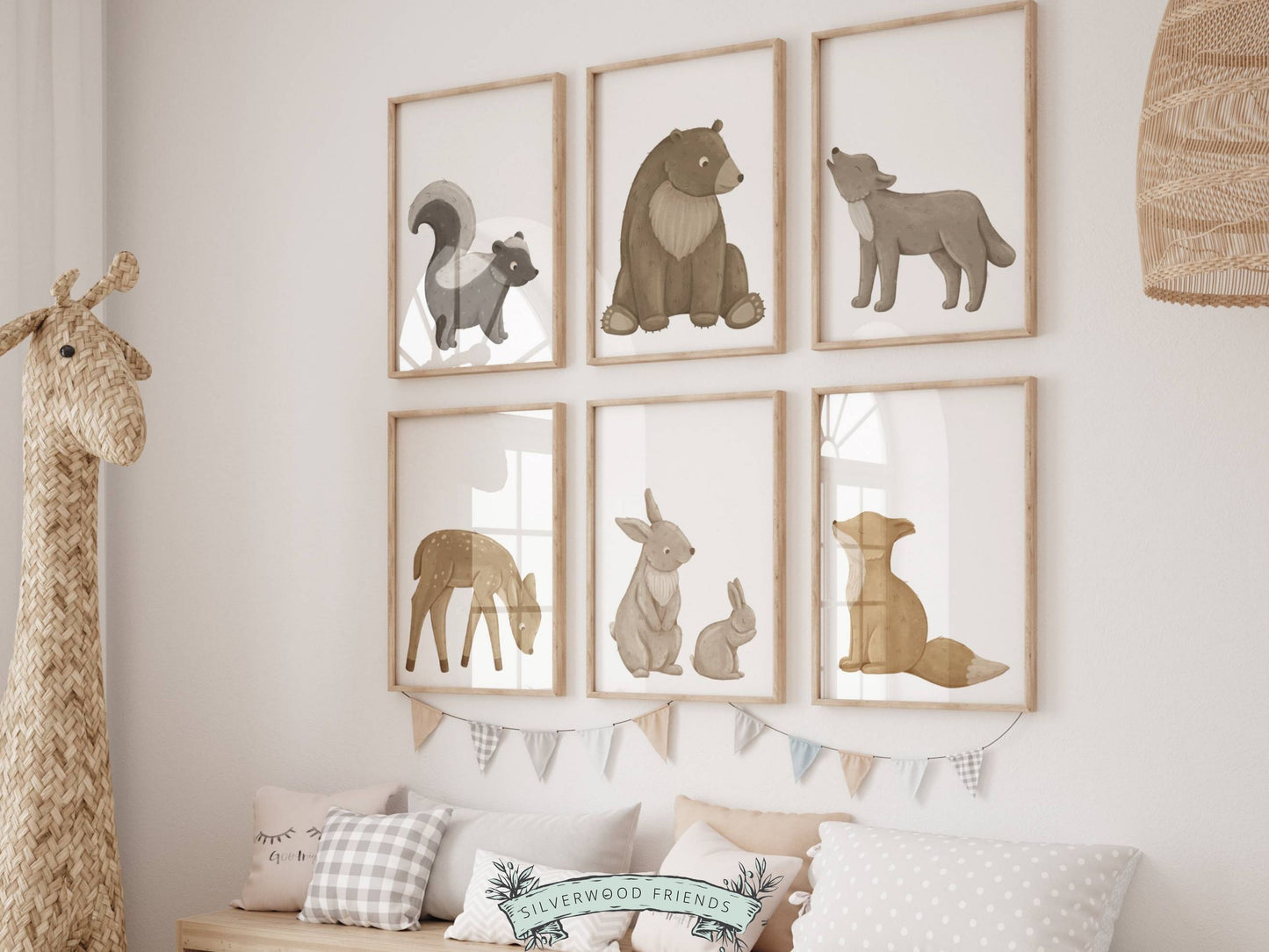Woodland Animal Nursery Prints Set of 6