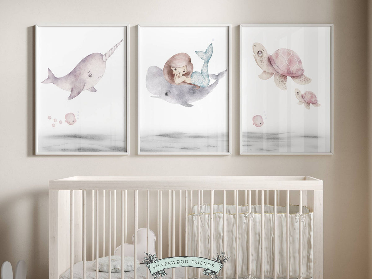 Mermaid Nursery Prints Set of 3 – Silverwood Friends