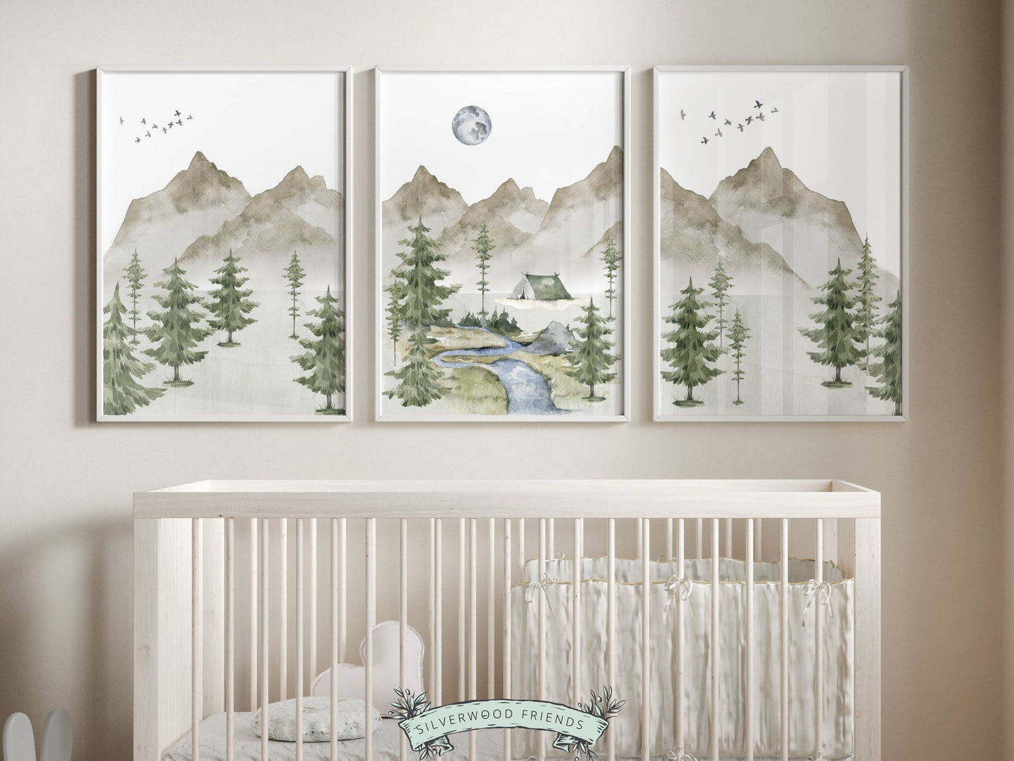 Watercolour Mountain Print Set of 3
