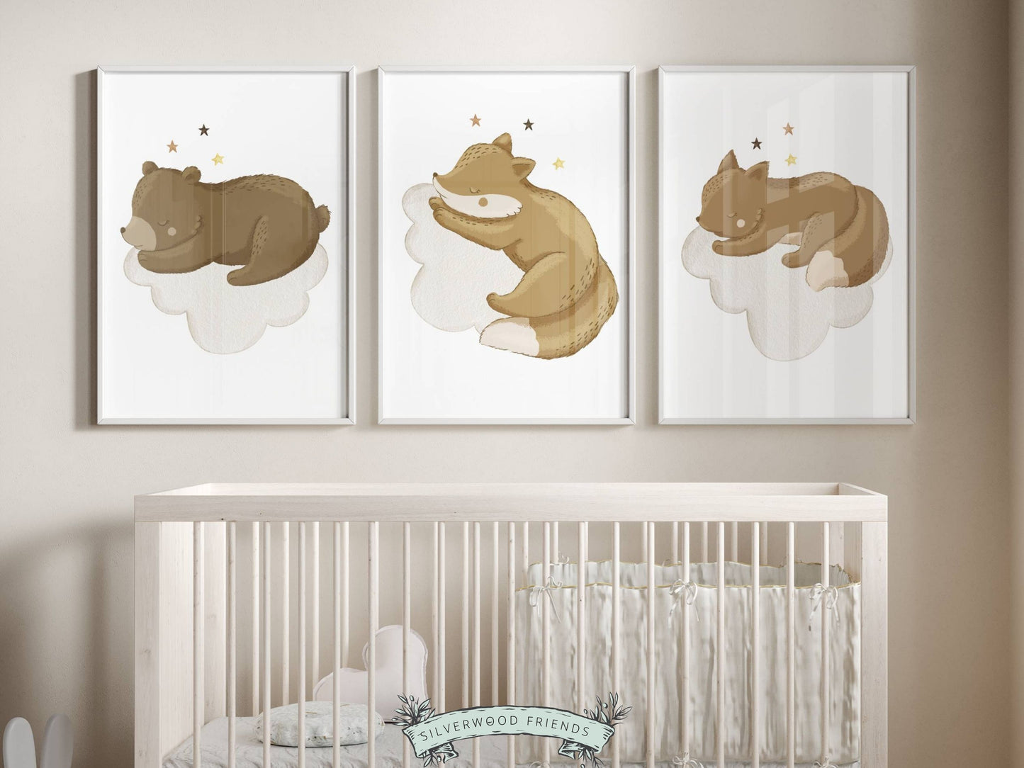 Sleeping Animal Nursery Prints Set of 3