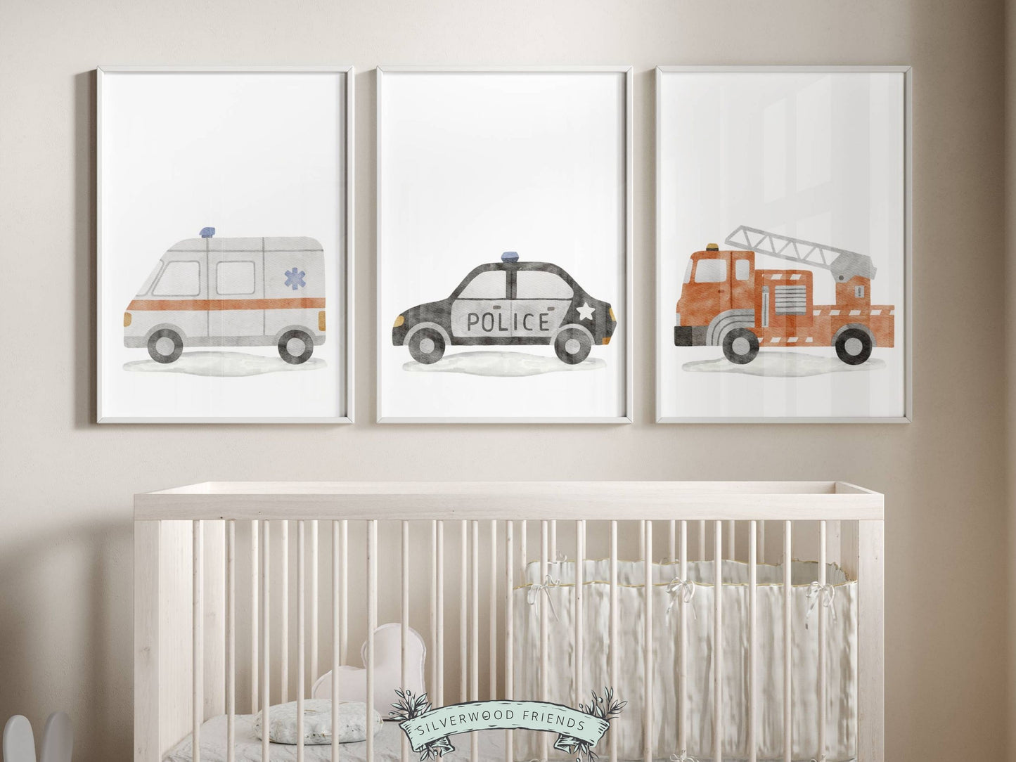 Transport Vehicle Nursery Prints Set of 3