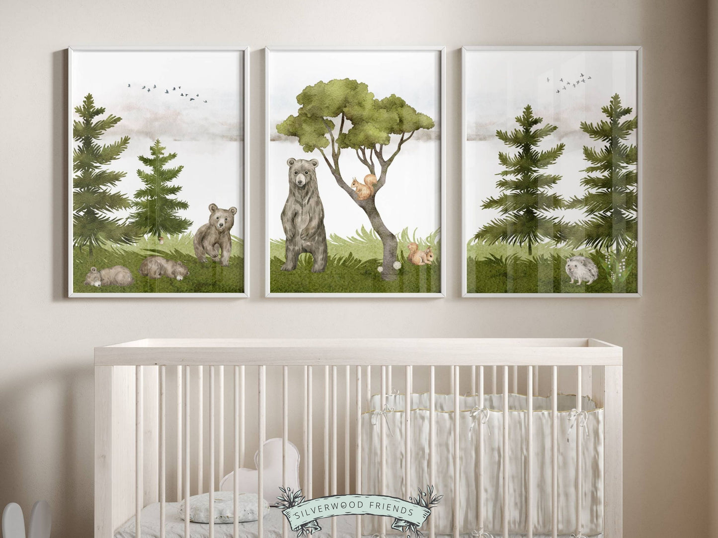 Forest Bear Nursery Print Set of 3