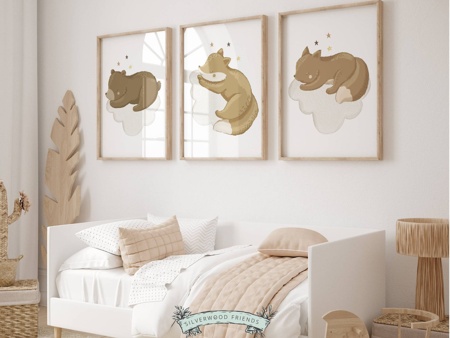 Sleeping Animal Nursery Prints Set of 3
