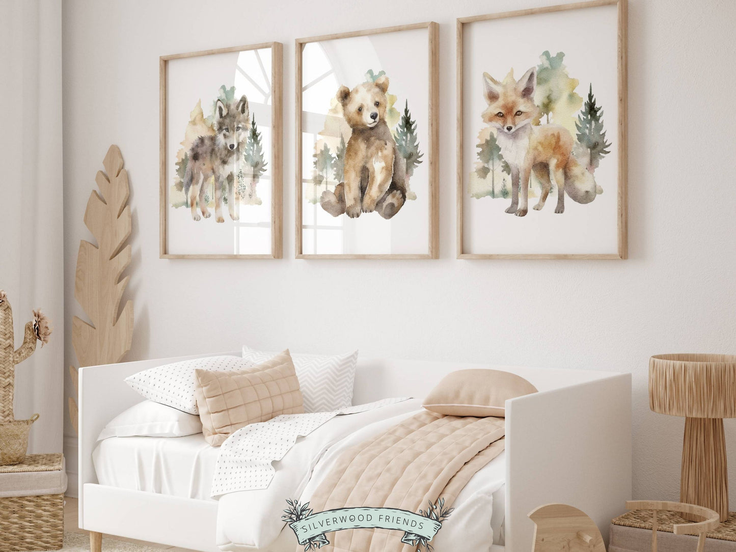 Watercolour Woodland Animal Nursery Print Set of 3