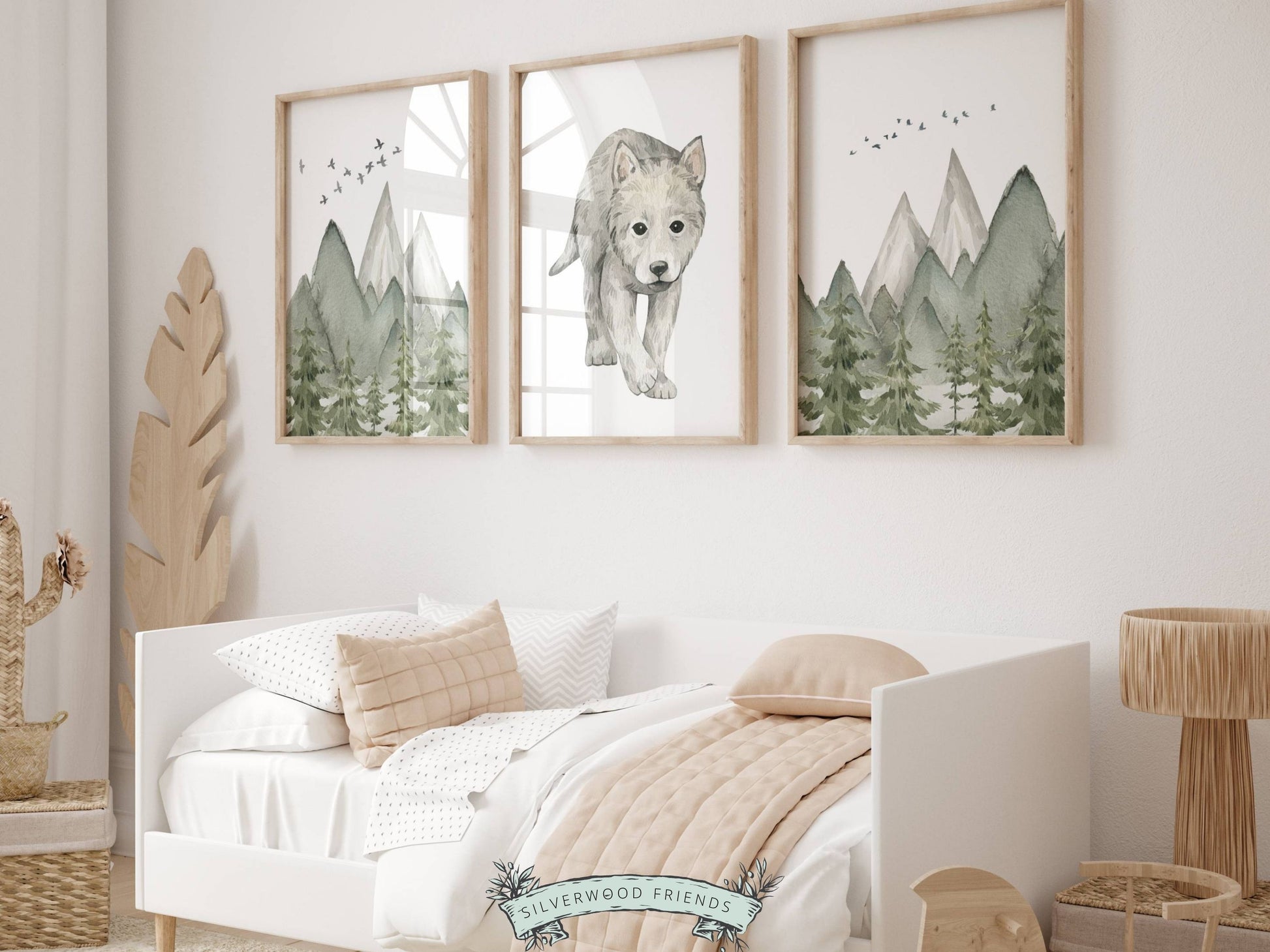 Our adorable Baby Wolf Nursery Prints are the perfect addition to your baby's woodland nursery decor and part of our BEST SELLING wolf nursery wall art. Perfect for your wolf nursery decor, woodland nursery or as a baby shower gift.