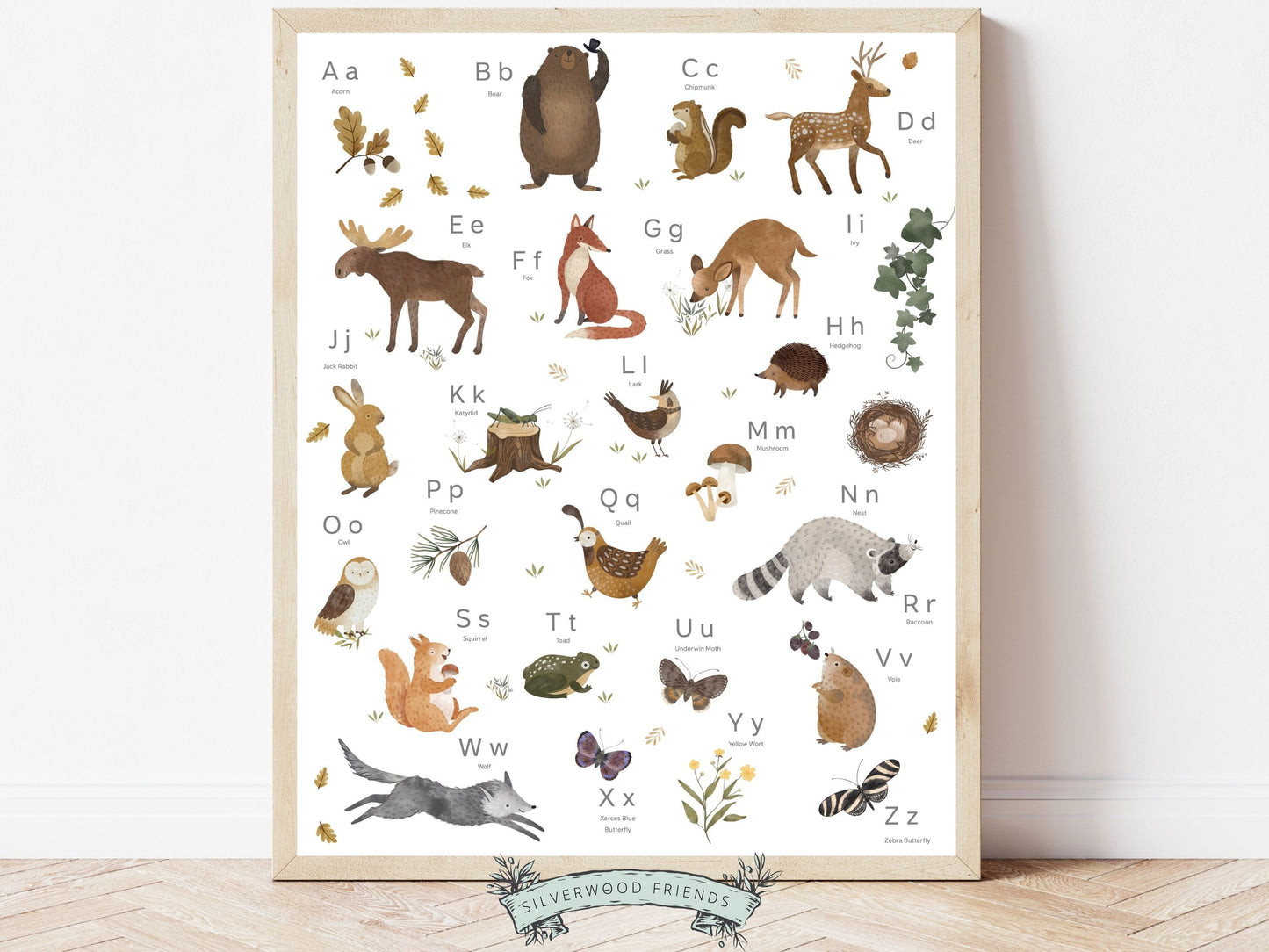 Woodland Alphabet and Numbers Poster
