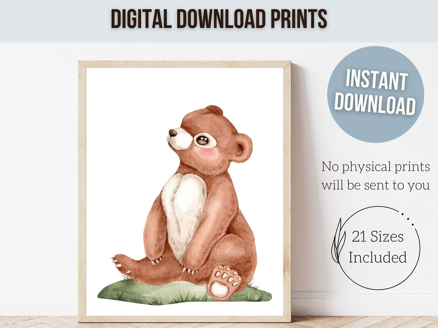 Set of 6 Baby Forest Animal Nursery Prints