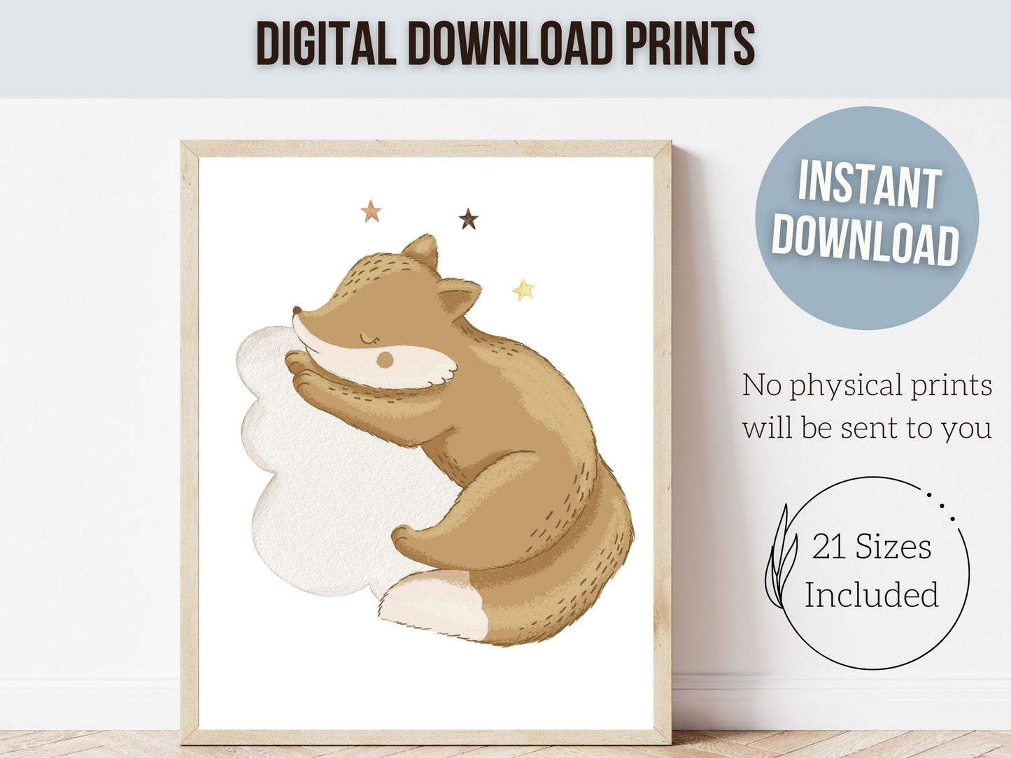 Sleeping Animal Nursery Prints Set of 3