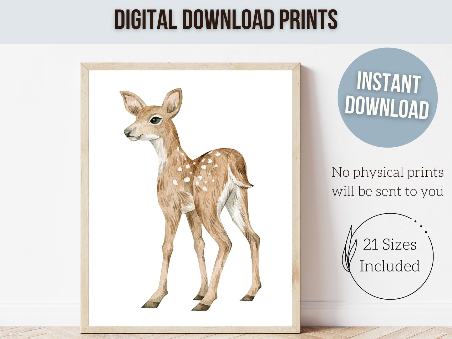 Set of 3 Baby Deer Nursery Prints