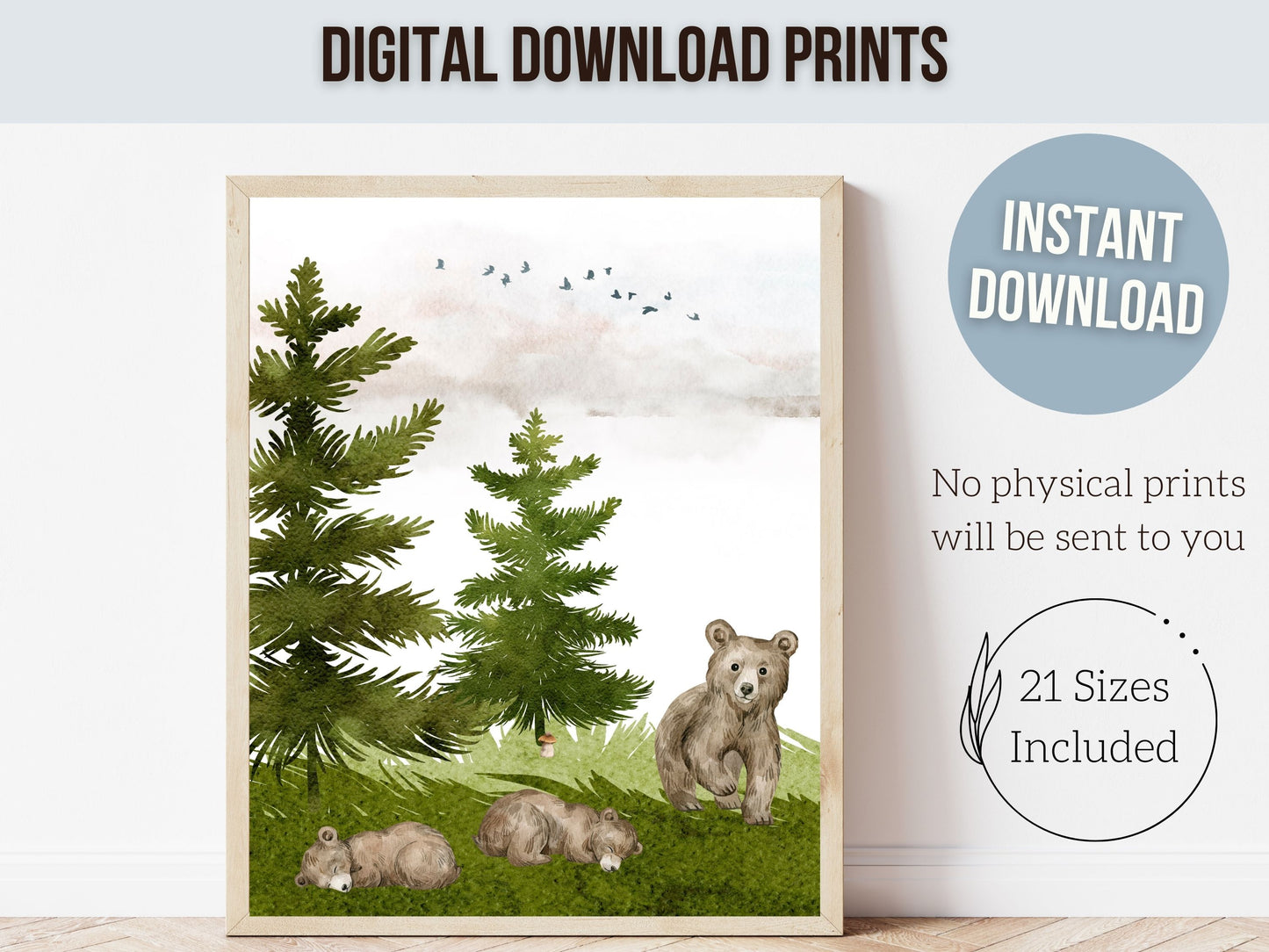 Forest Bear Nursery Print Set of 3