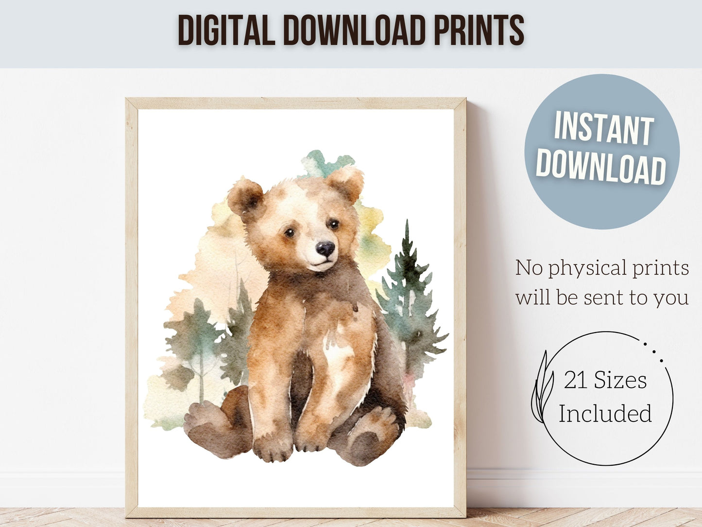 Watercolour Woodland Animal Nursery Prints
