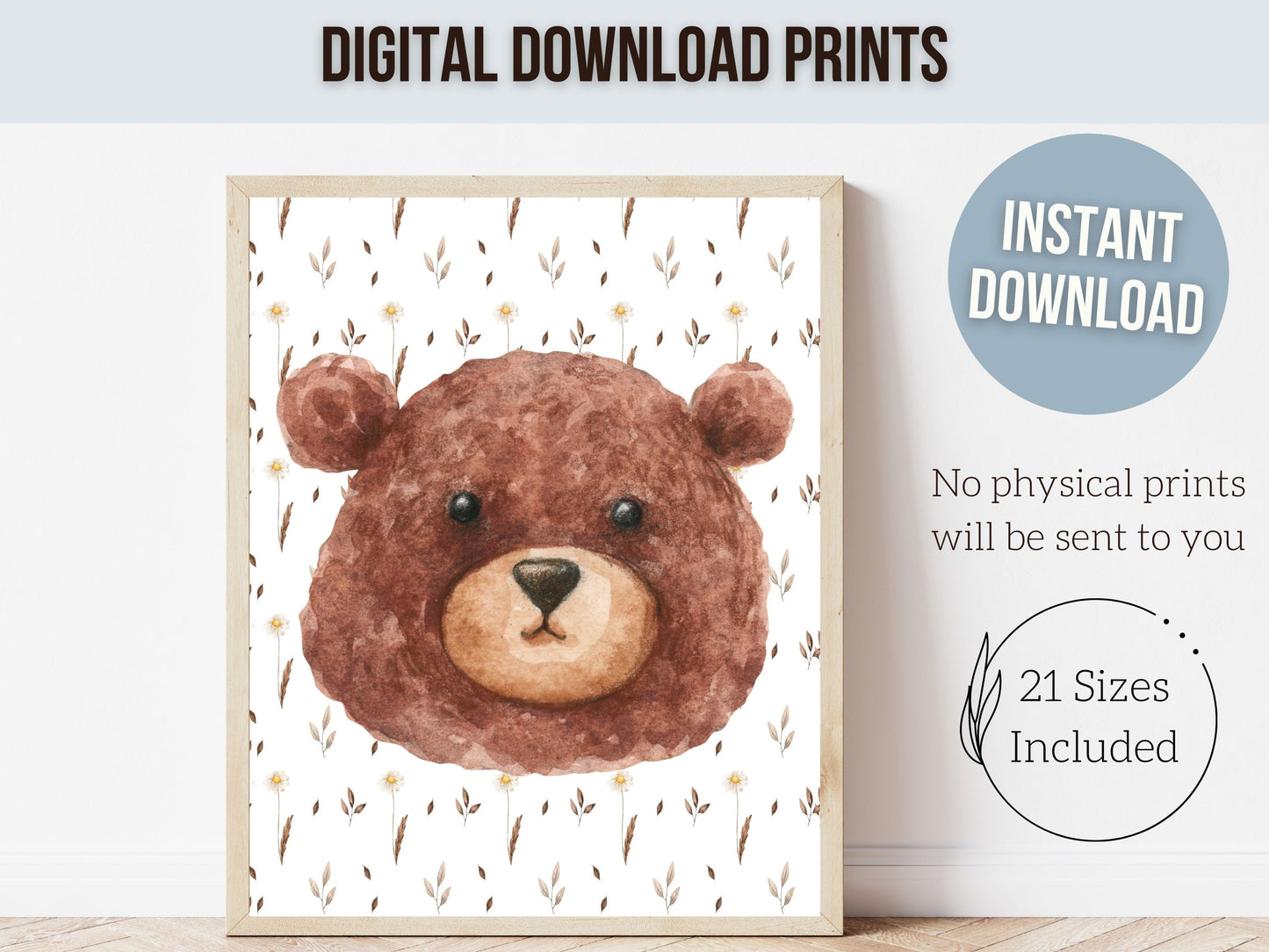 Woodland Animal Faces Nursery Prints
