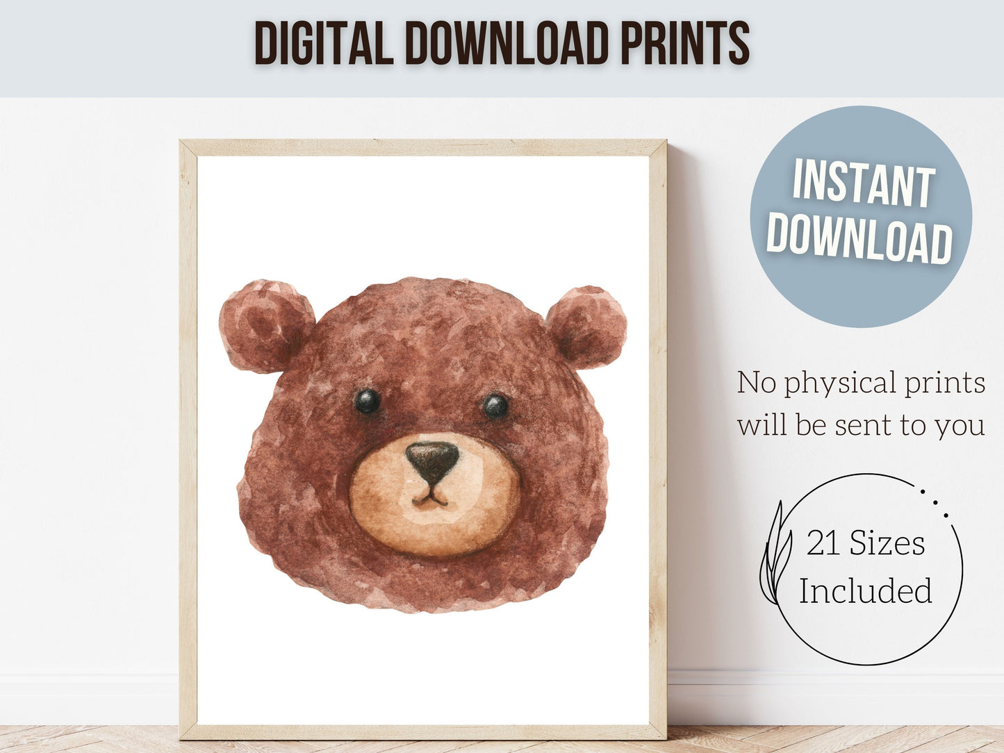 Woodland Animal Faces Nursery Print Set of 6