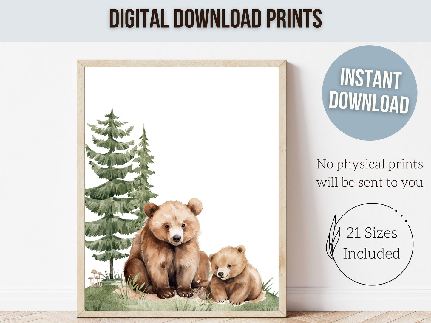 Baby Bear Mountain Nursery Print