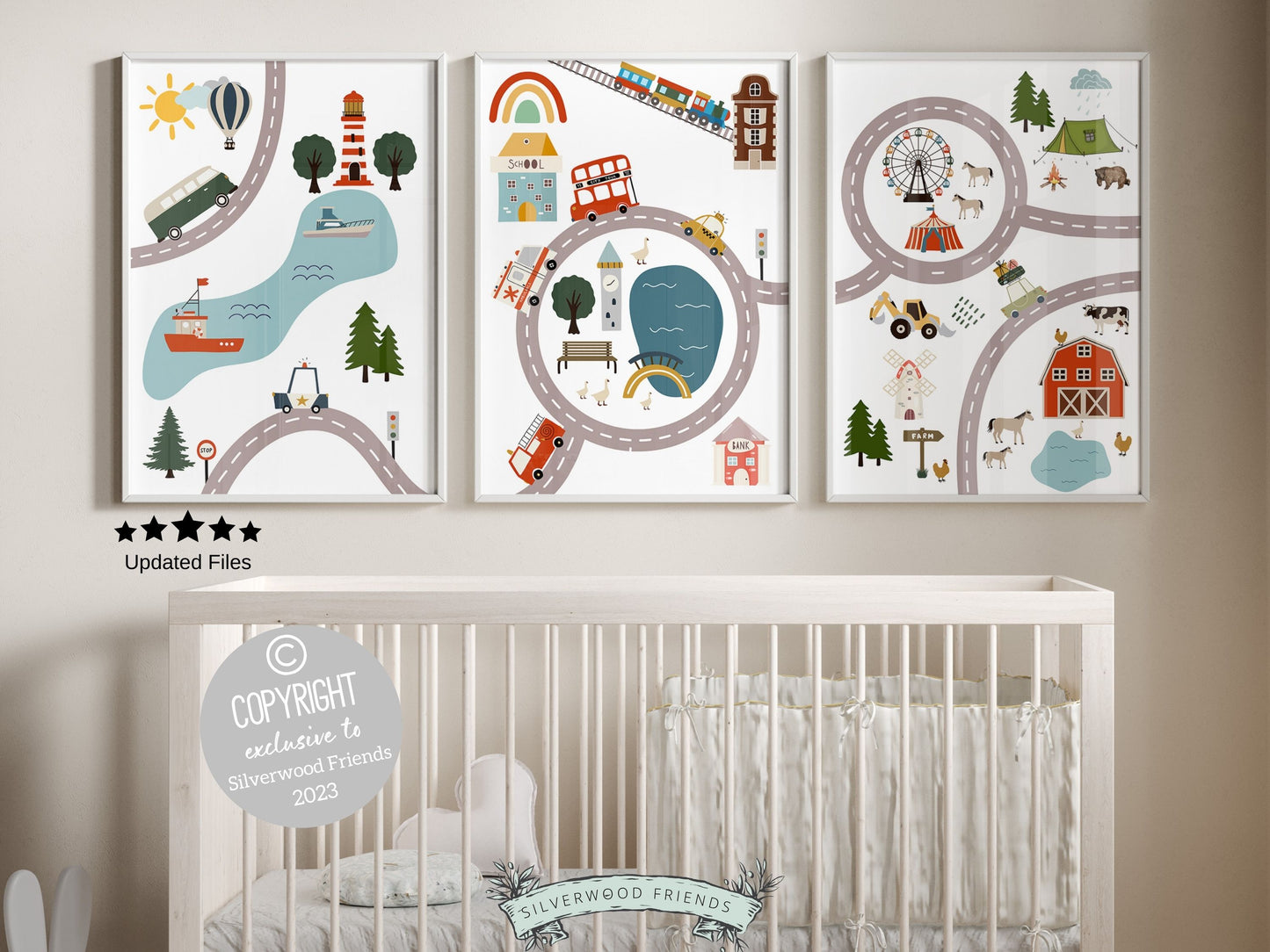 Car Nursery Prints Set of 3