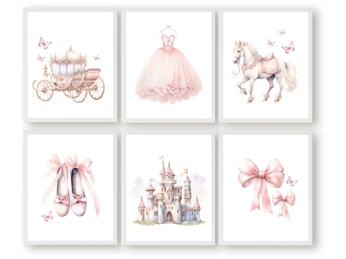 Baby Girls Princess Nursery Prints, Fairy Tale Nursery Decor, Fairytale Nursery Wall Art, Girls Princess Bedroom Wall Decor Digital Prints