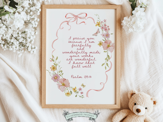 Psalm 139:14 Nursery Wall Print - 007