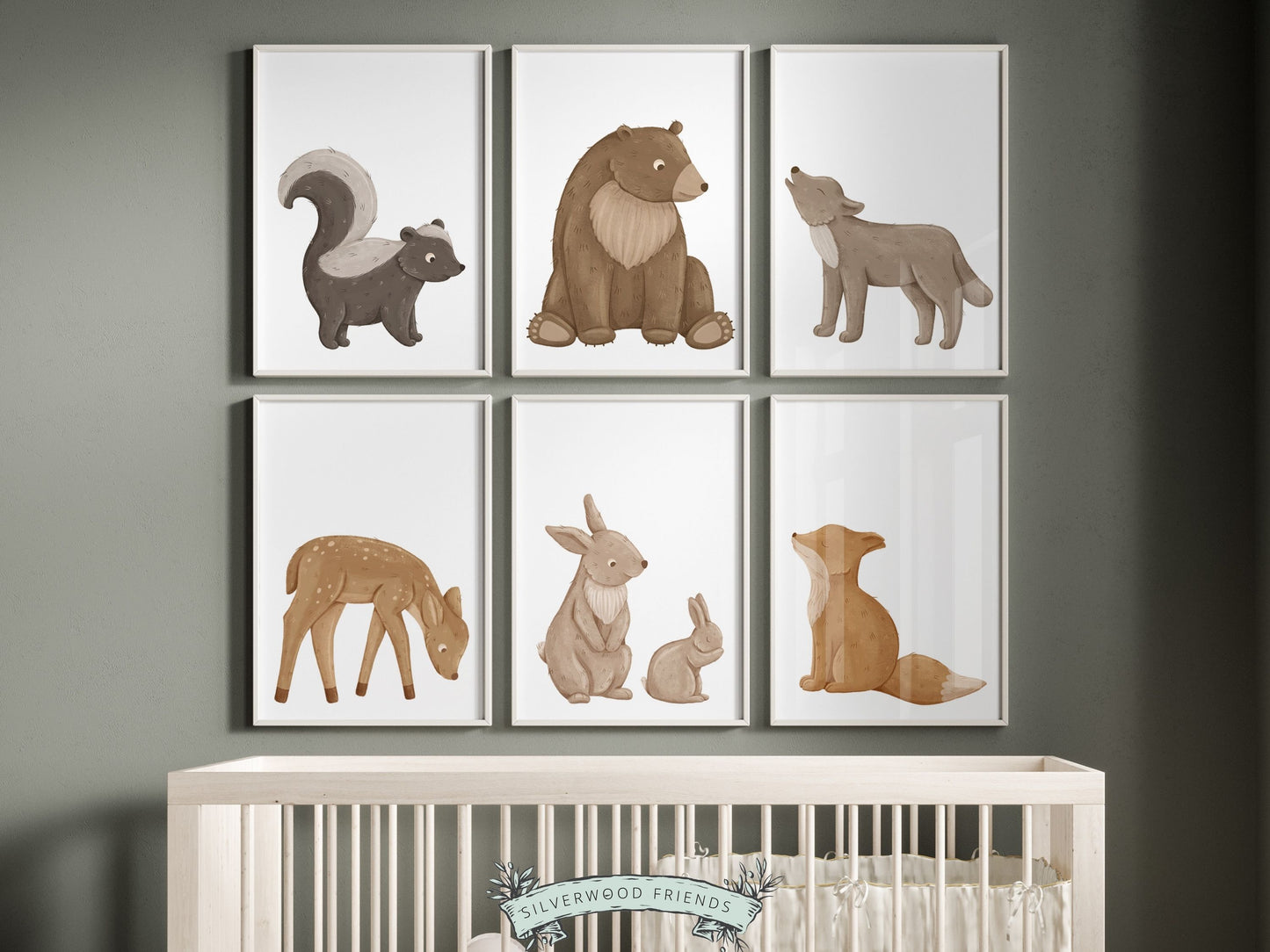 Woodland Animal Nursery Prints Set of 6