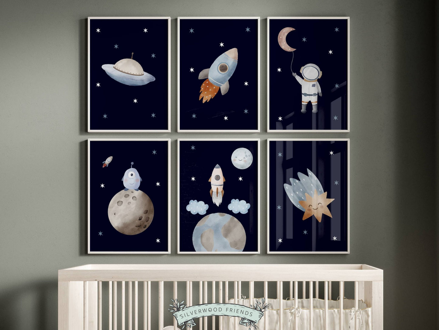 Outer Space Nursery Prints Set of 6