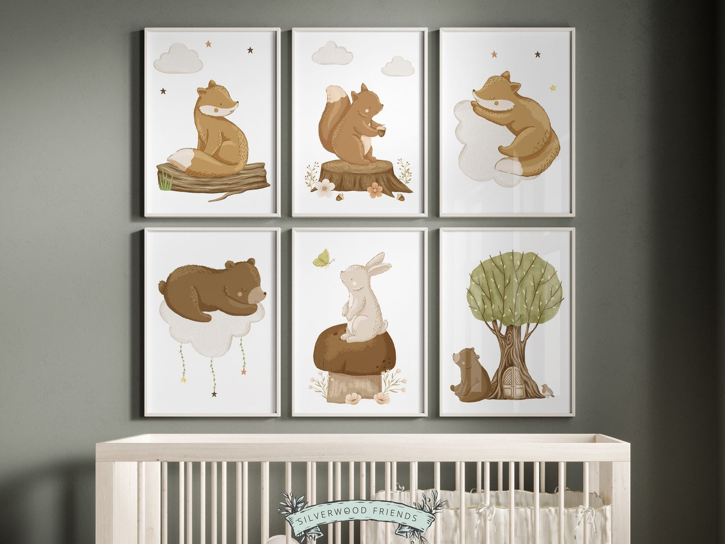 Woodland Baby Animal Nursery Prints Set of 6