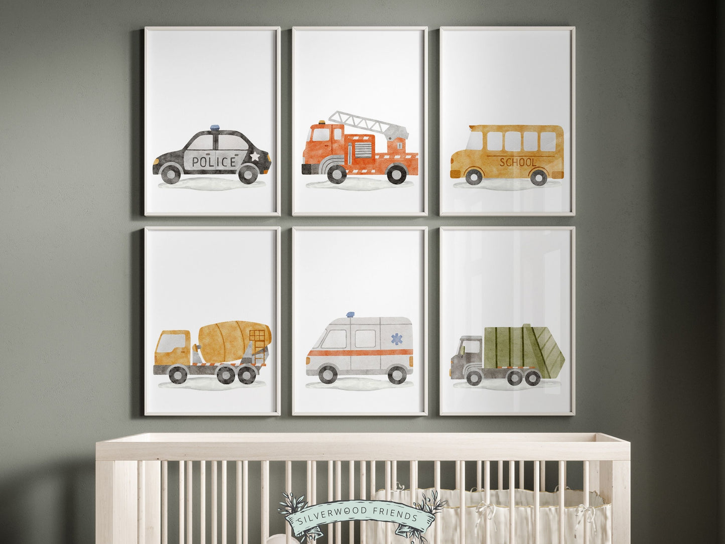 Transport Vehicle Nursery Prints Set of 6