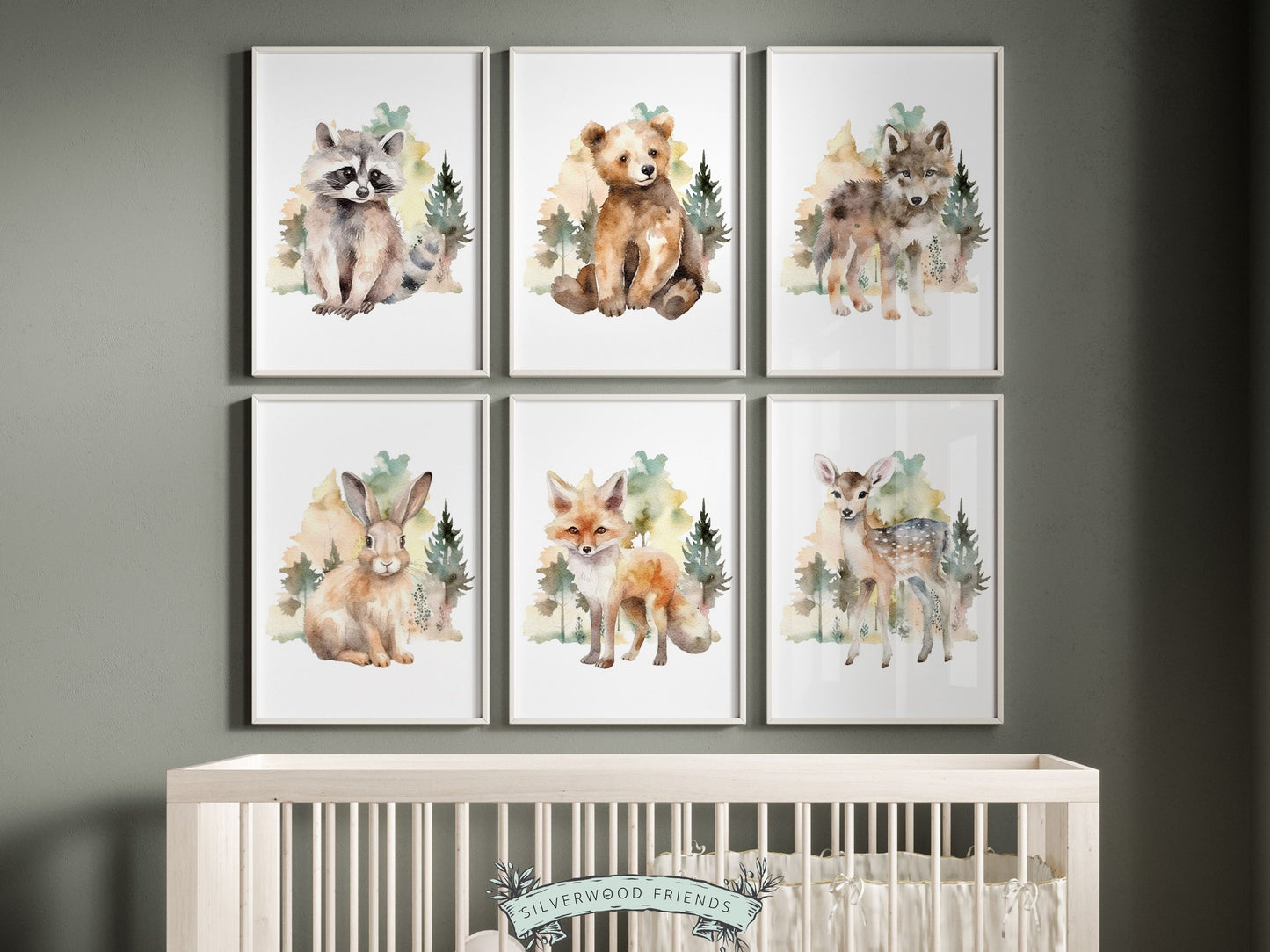 Watercolour Woodland Animal Nursery Prints