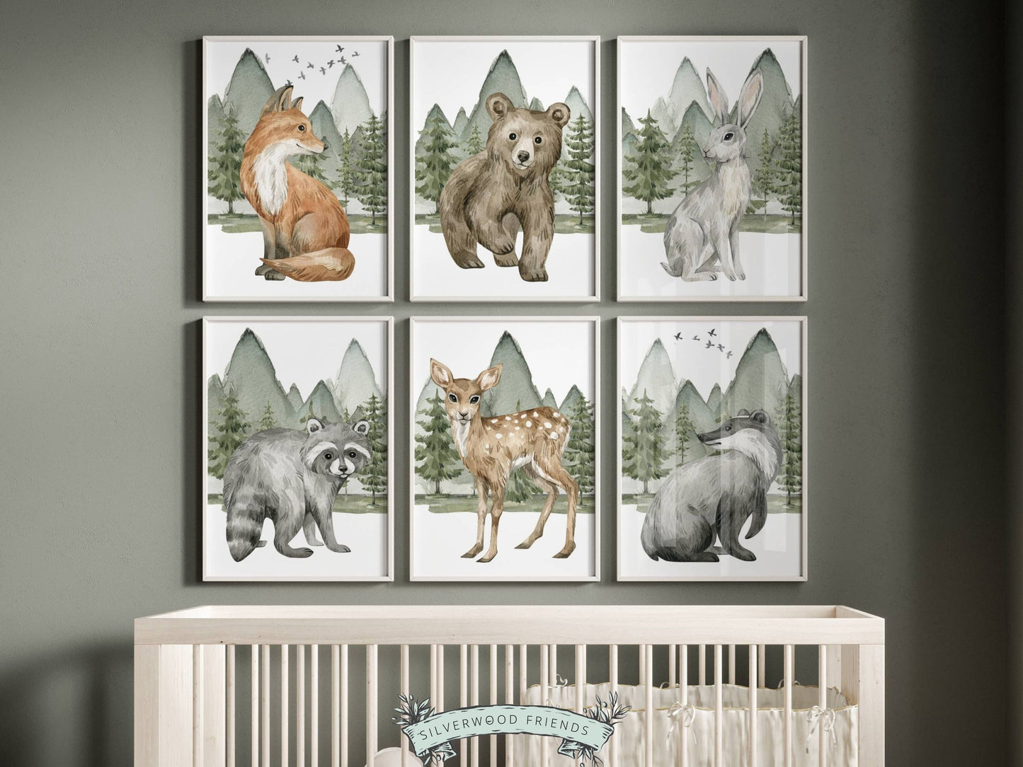 Woodland Baby Animal Nursery Prints