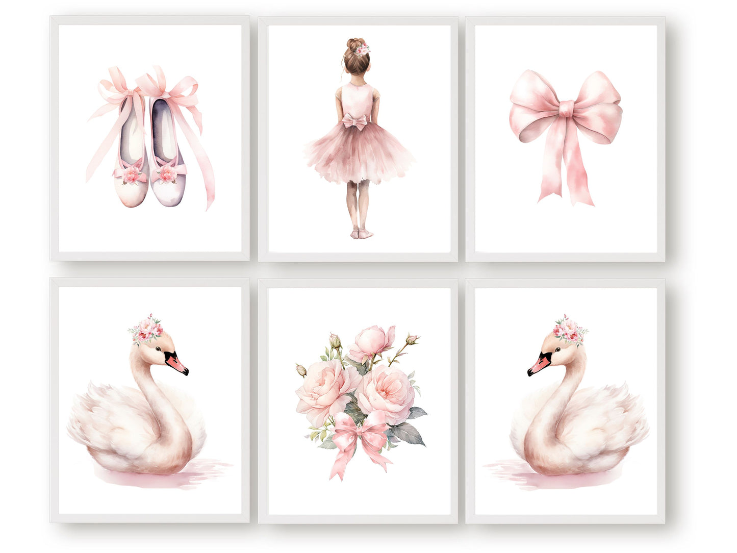 Set of 6 Ballet Nursery Prints. Perfect for your ballet nursery decor or dance inspired bedroom, these charming prints add an elegant touch to your baby girl's room inspiring dreams of graceful twirls and makes a unique baby shower gift.